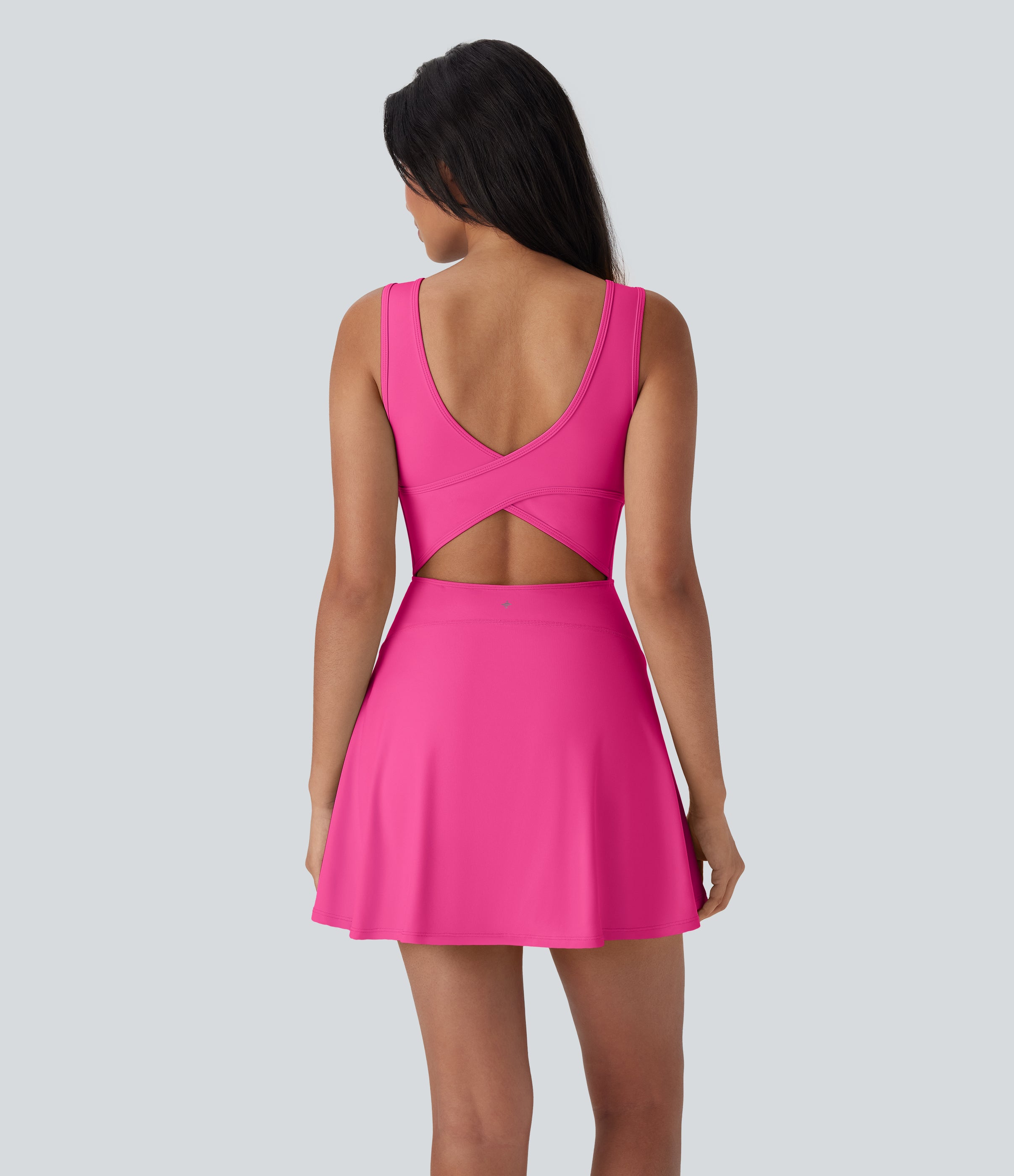 Airy U Neck 2-in-1 Pocket Mini Cool Touch Dance Active Dress-Easy Peezy