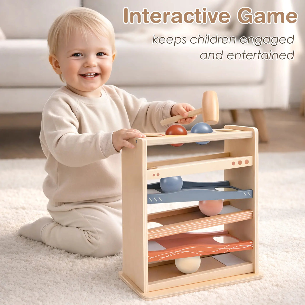 Wooden Ball Drop Rolling Toys for Toddlers