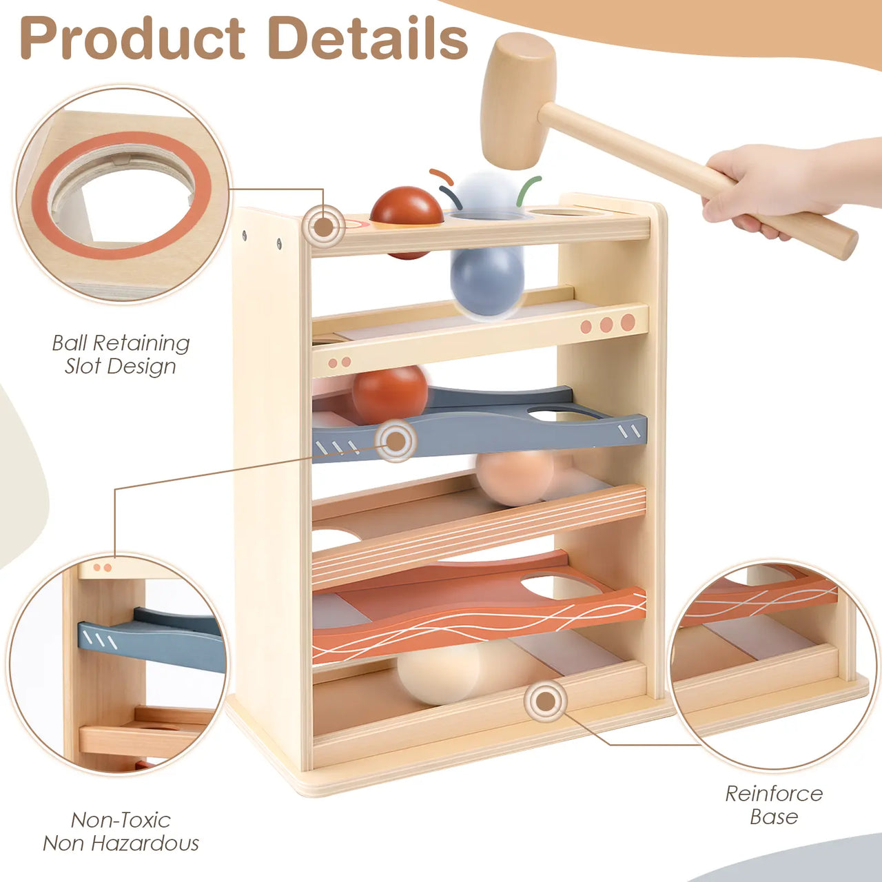 Wooden Ball Drop Rolling Toys for Toddlers