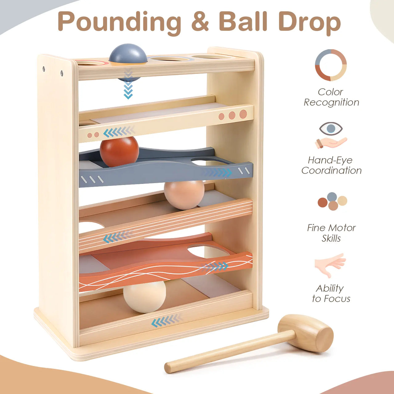 Wooden Ball Drop Rolling Toys for Toddlers