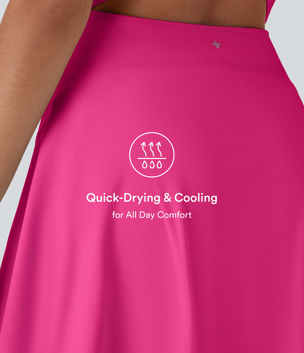 Airy U Neck 2-in-1 Pocket Mini Cool Touch Dance Active Dress-Easy Peezy