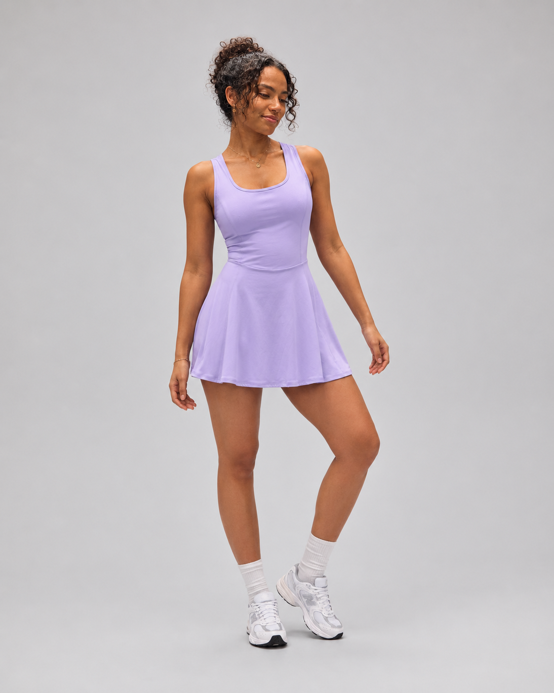 Airy U Neck 2-in-1 Pocket Mini Cool Touch Dance Active Dress-Easy Peezy