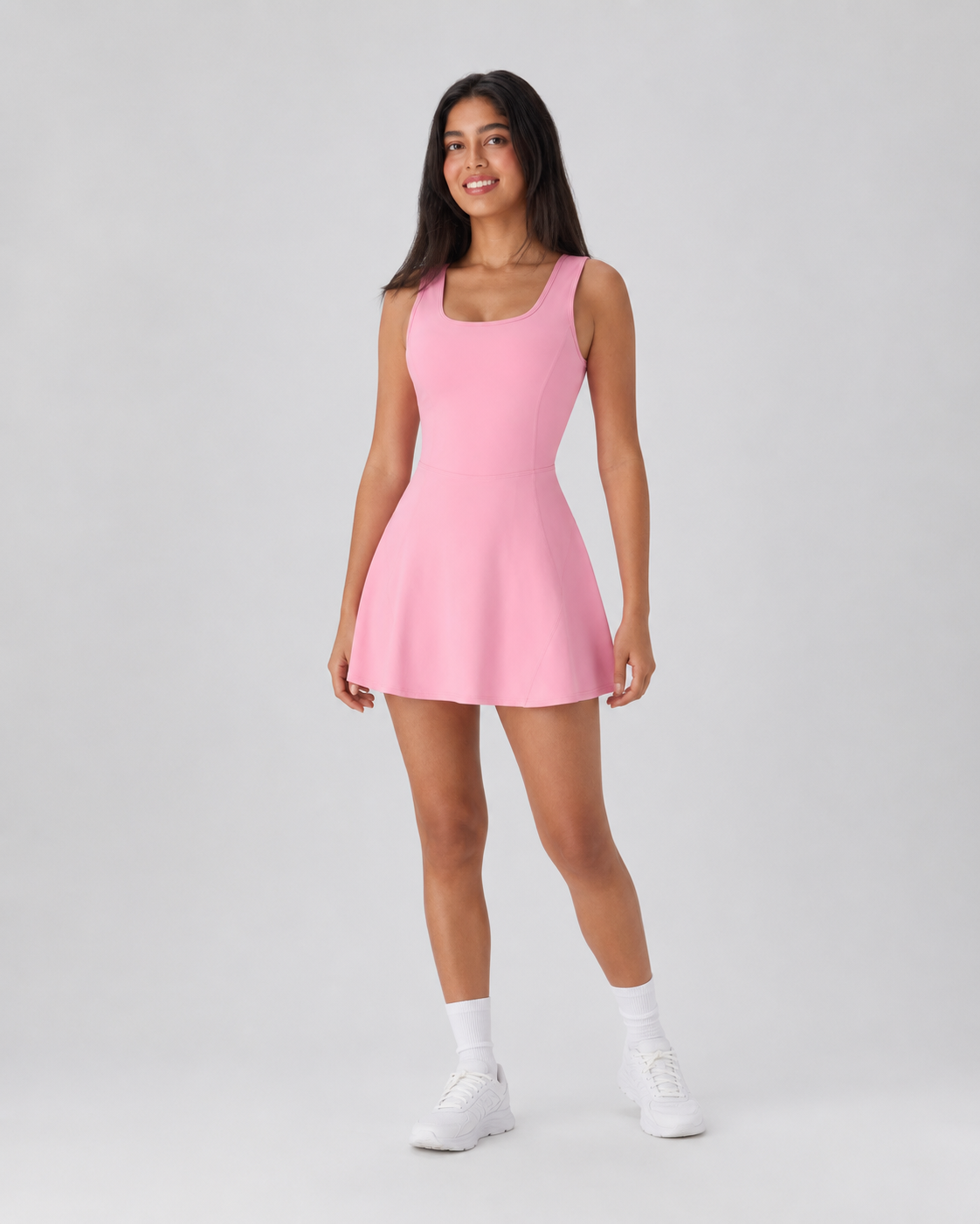 Airy U Neck 2-in-1 Pocket Mini Cool Touch Dance Active Dress-Easy Peezy