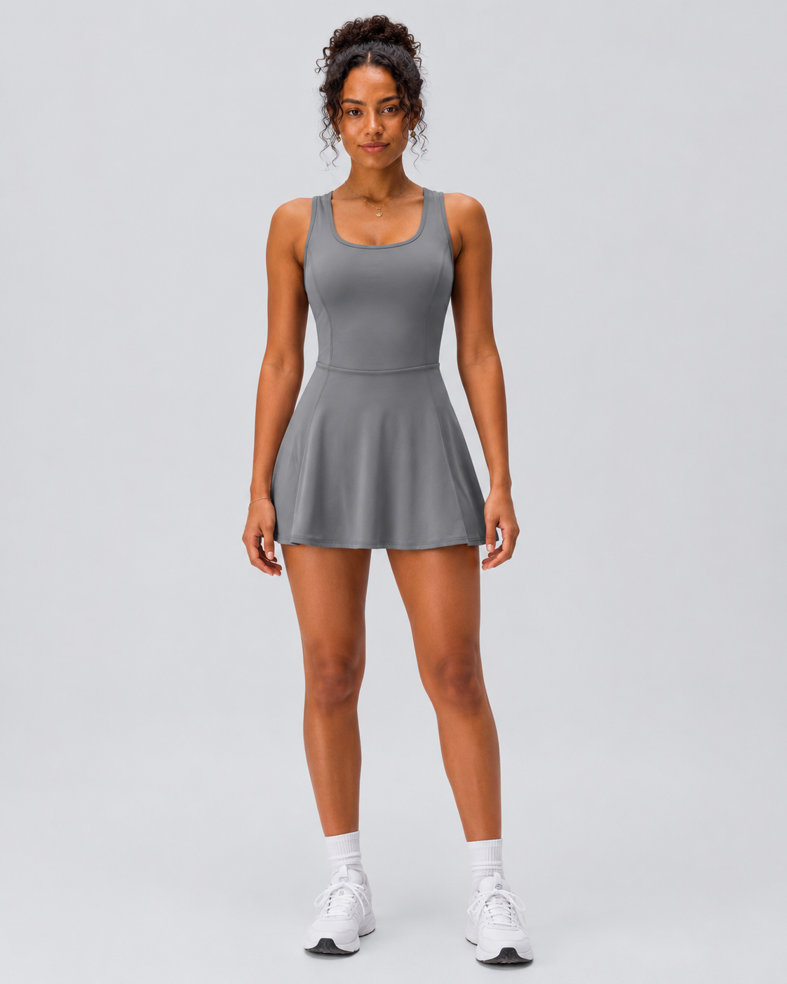 Airy U Neck 2-in-1 Pocket Mini Cool Touch Dance Active Dress-Easy Peezy