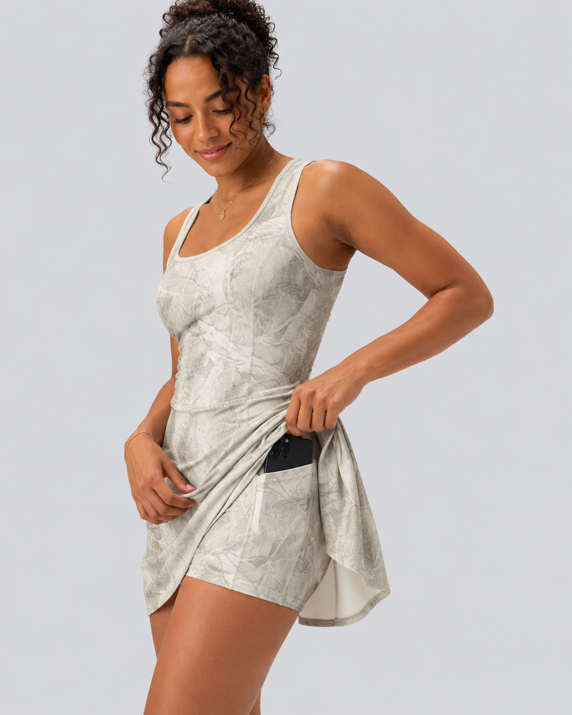 Airy U Neck 2-in-1 Pocket Mini Cool Touch Dance Active Dress-Easy Peezy