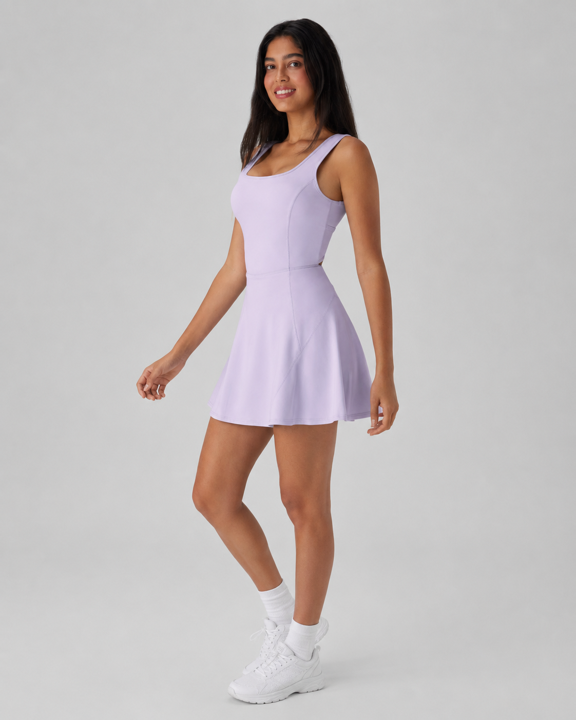 Airy U Neck 2-in-1 Pocket Mini Cool Touch Dance Active Dress-Easy Peezy