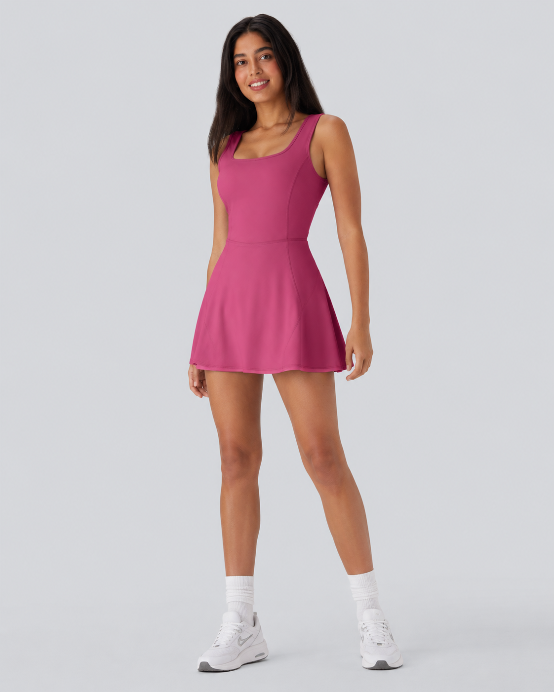 Airy U Neck 2-in-1 Pocket Mini Cool Touch Dance Active Dress-Easy Peezy