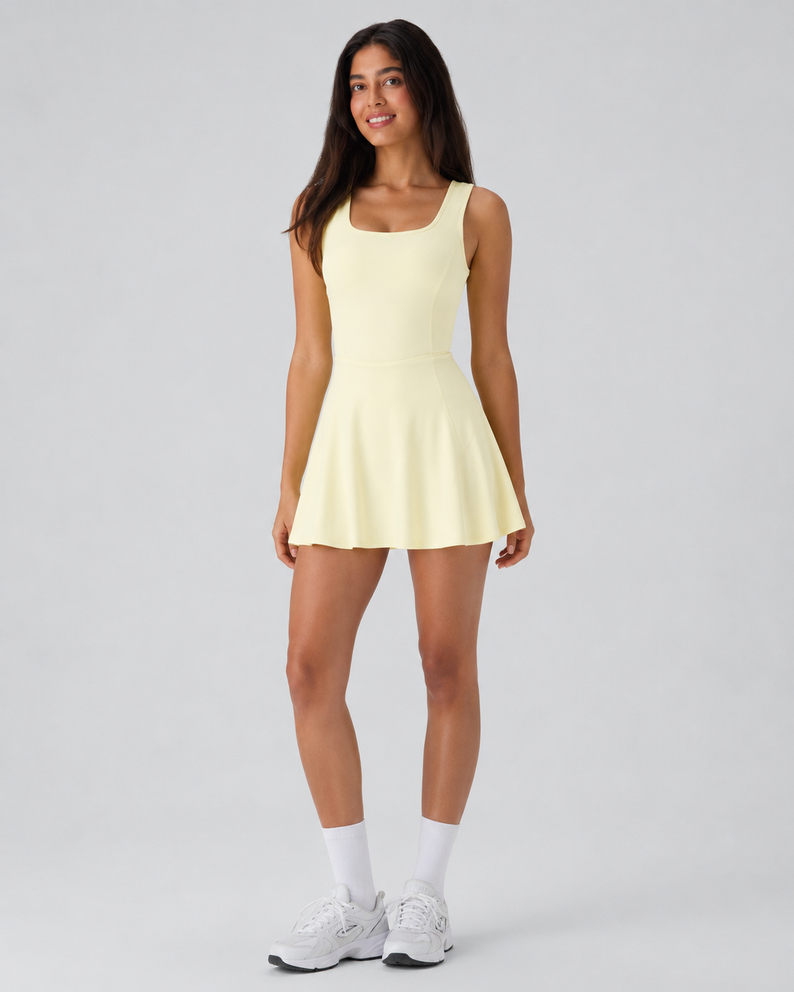 Airy U Neck 2-in-1 Pocket Mini Cool Touch Dance Active Dress-Easy Peezy