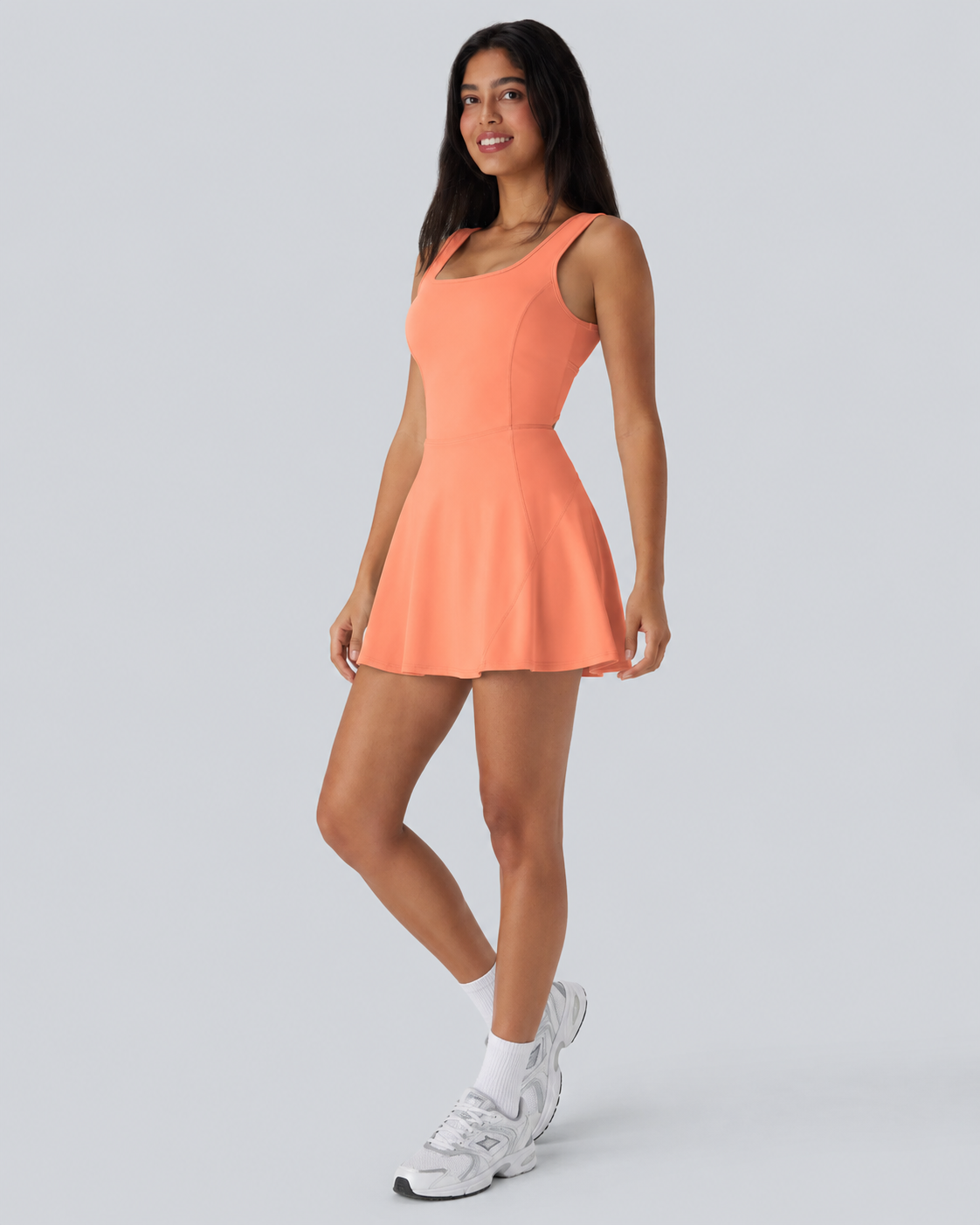 Airy U Neck 2-in-1 Pocket Mini Cool Touch Dance Active Dress-Easy Peezy