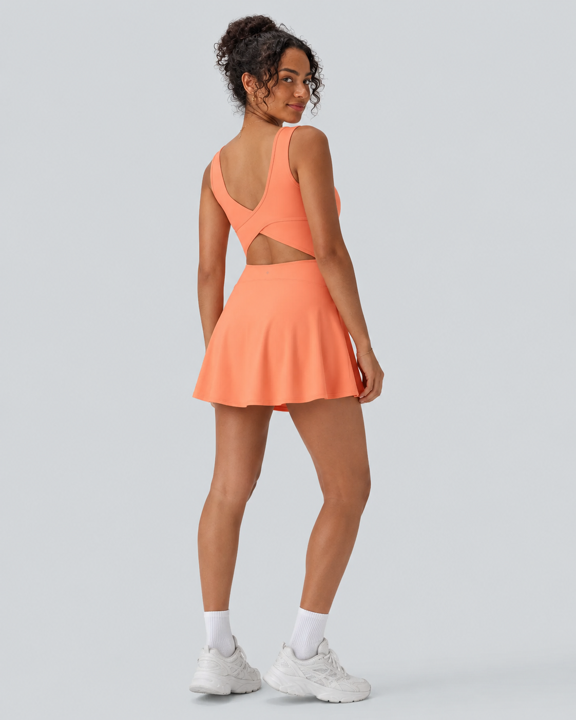 Airy U Neck 2-in-1 Pocket Mini Cool Touch Dance Active Dress-Easy Peezy