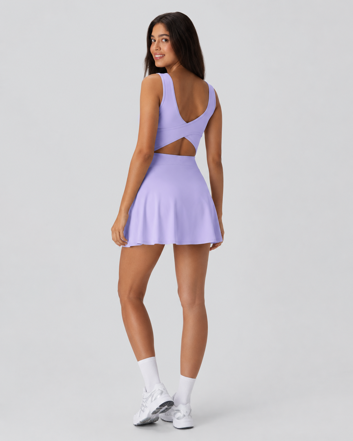 Airy U Neck 2-in-1 Pocket Mini Cool Touch Dance Active Dress-Easy Peezy