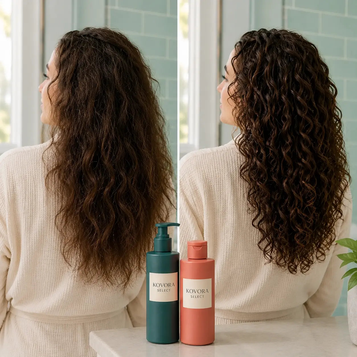 Less frizz, clearer curl groupings, natural movement.